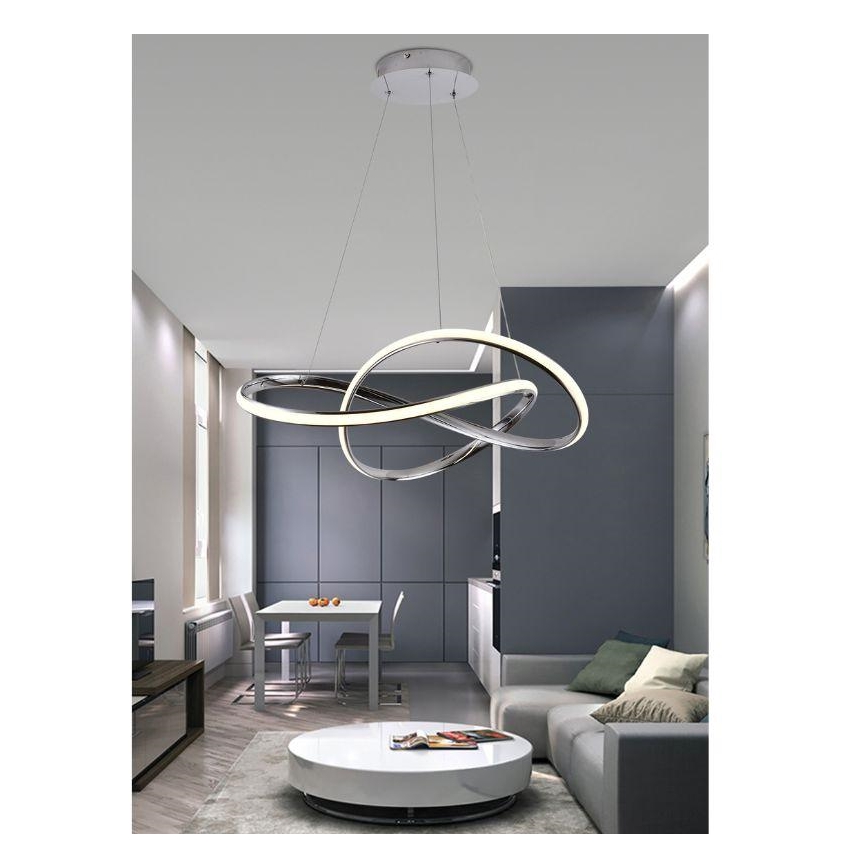 Dimbare LED hanglamp aan een koord LED/70W/230V 3000-6500K glanzend chroom + afstandsbediening