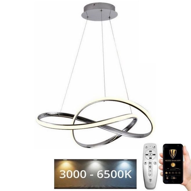 Dimbare LED hanglamp aan een koord LED/70W/230V 3000-6500K glanzend chroom + afstandsbediening