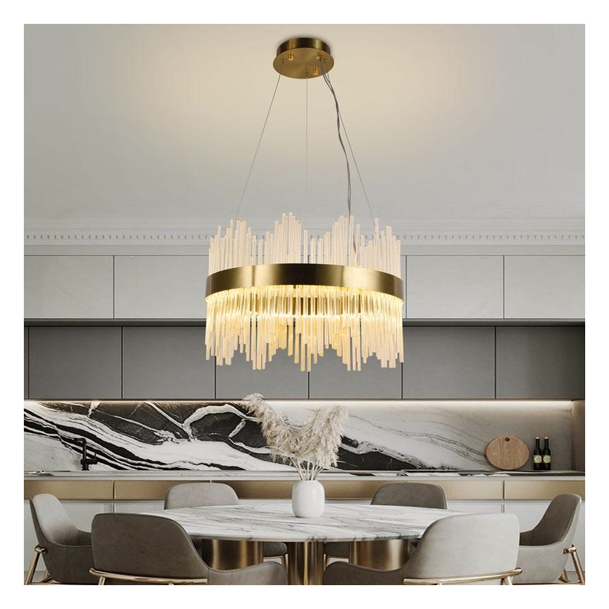 LED Dimbaar kristal Hanglamp aan een touw LED/70W/230V 3000-6500K goud + afstandsbediening