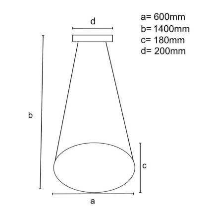 Dimbare LED hanglamp aan een koord LED/70W/230V 3000-6500K diameter 60 cm zwart + afstandsbediening