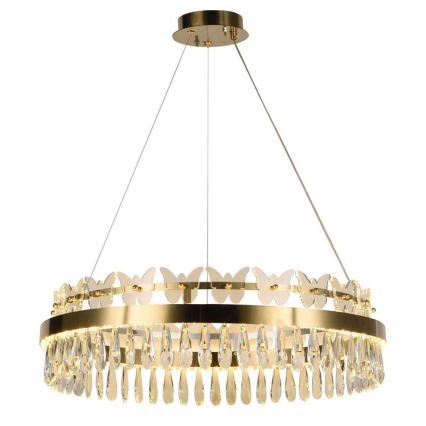 LED Dimbaar kristal Hanglamp aan een touw LED/80W/230V 3000-6500K goud + afstandsbediening