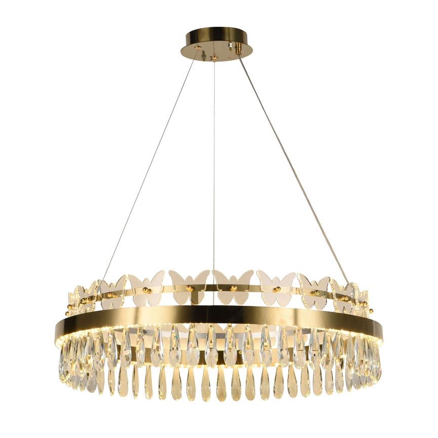 LED Dimbaar kristal Hanglamp aan een touw LED/80W/230V 3000-6500K goud + afstandsbediening