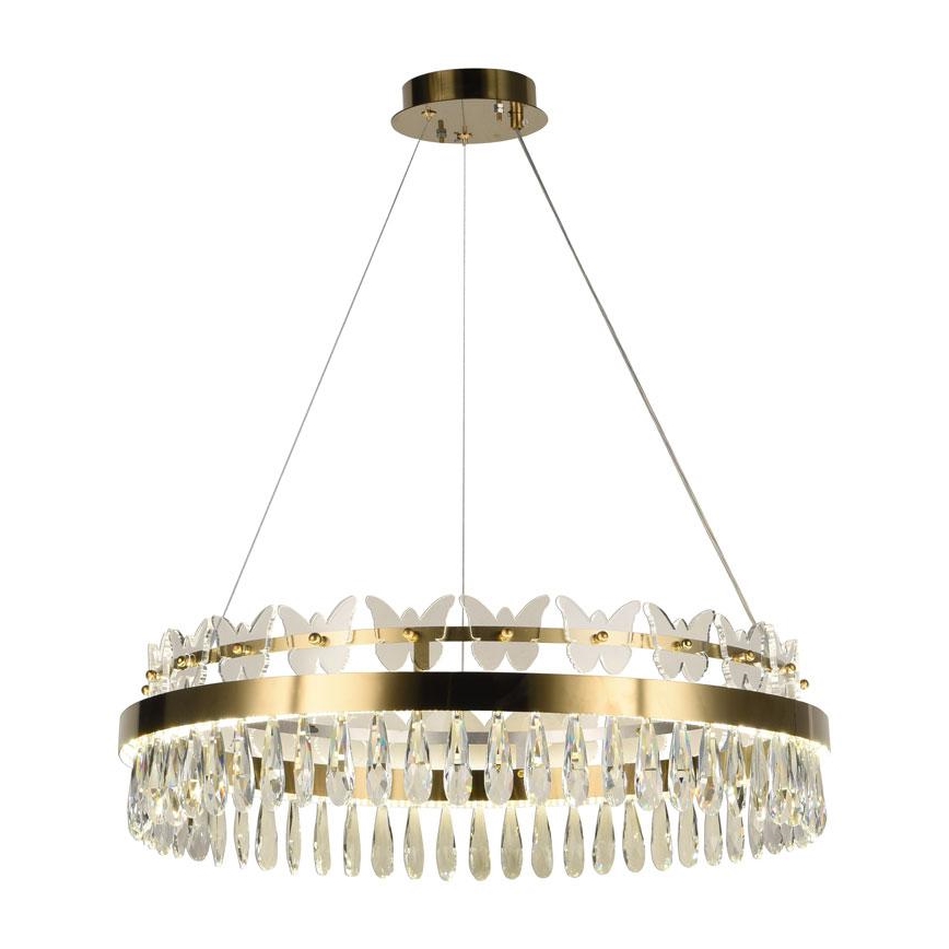 LED Dimbaar kristal Hanglamp aan een touw LED/80W/230V 3000-6500K goud + afstandsbediening
