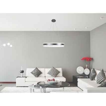 LED Dimbaar kristal Hanglamp aan een touw LED/80W/230V 3000-6500K zwart + afstandsbediening