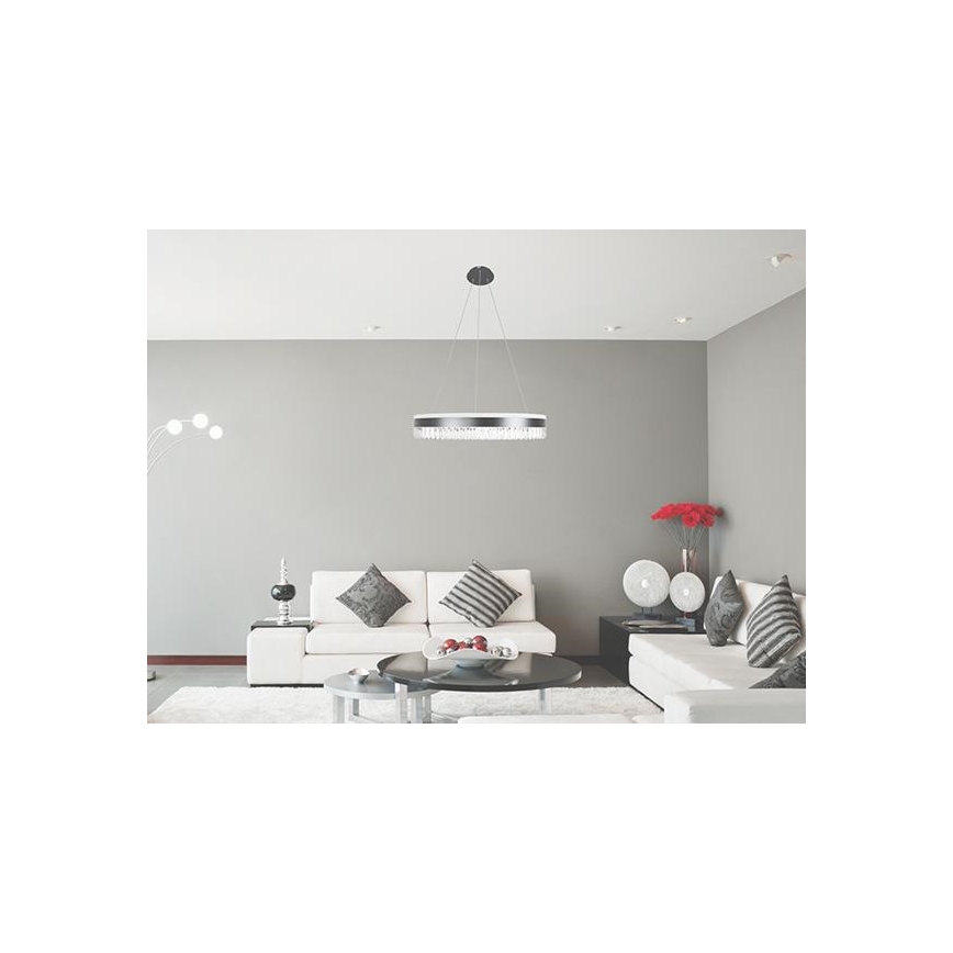 LED Dimbaar kristal Hanglamp aan een touw LED/80W/230V 3000-6500K zwart + afstandsbediening