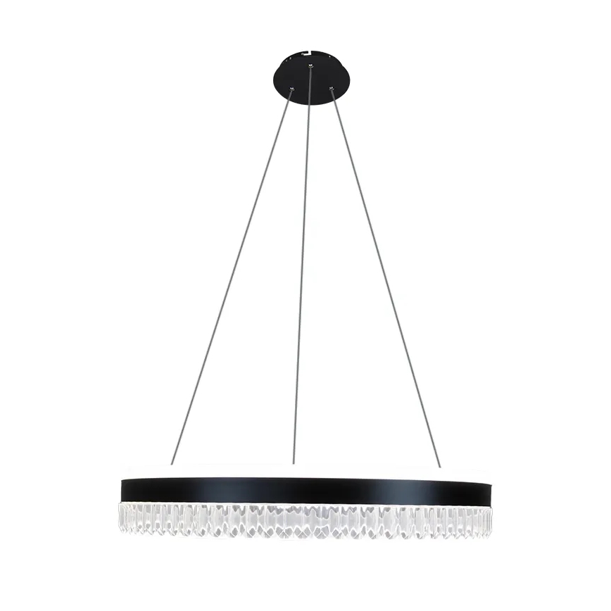 LED Dimbaar kristal Hanglamp aan een touw LED/80W/230V 3000-6500K zwart + afstandsbediening
