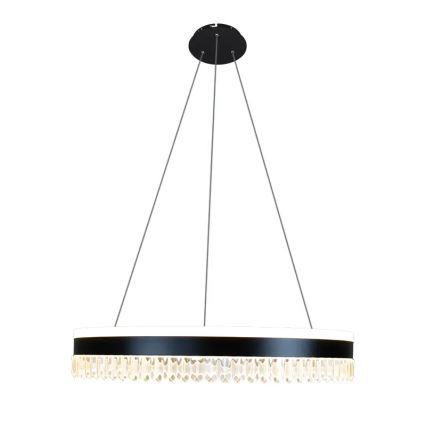 LED Dimbaar kristal Hanglamp aan een touw LED/80W/230V 3000-6500K zwart + afstandsbediening