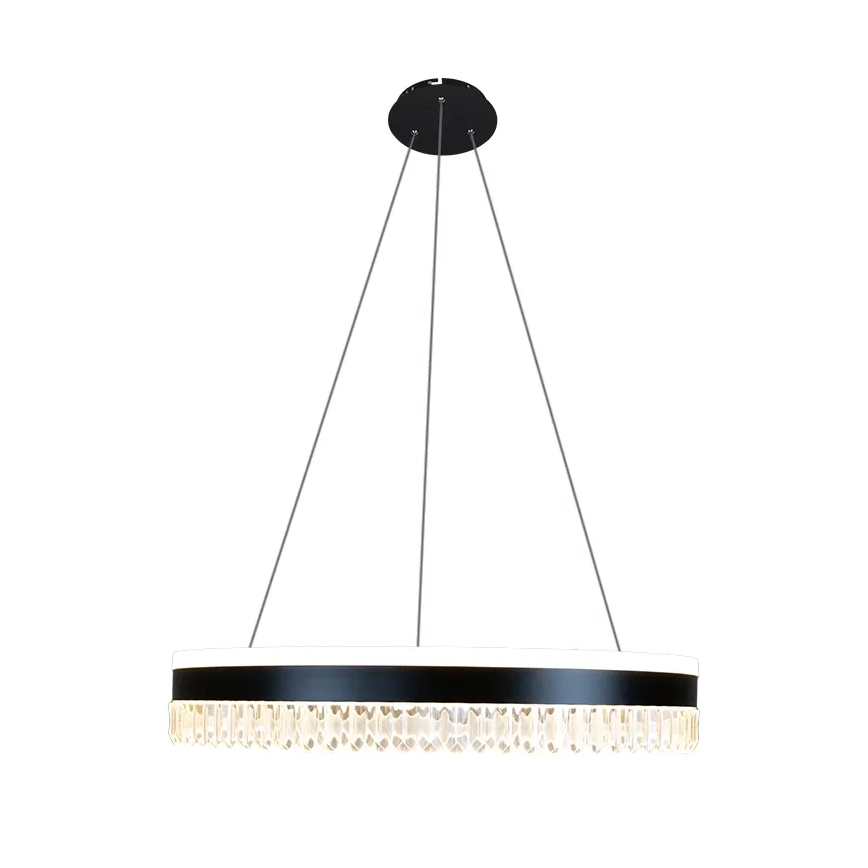 LED Dimbaar kristal Hanglamp aan een touw LED/80W/230V 3000-6500K zwart + afstandsbediening