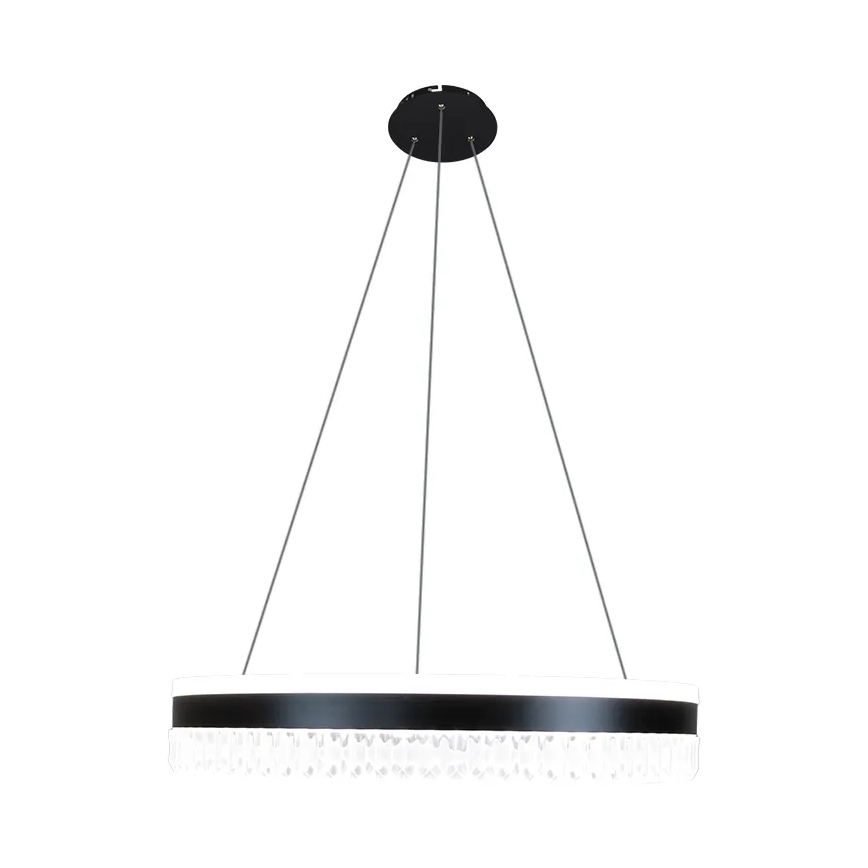 LED Dimbaar kristal Hanglamp aan een touw LED/80W/230V 3000-6500K zwart + afstandsbediening