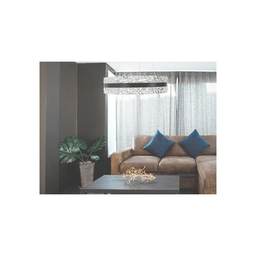 LED Dimbaar kristal Hanglamp aan een touw LED/80W/230V 3000-6500K zwart + afstandsbediening