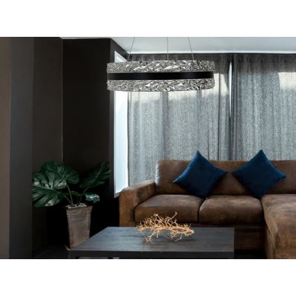 LED Dimbaar kristal Hanglamp aan een touw LED/80W/230V 3000-6500K zwart + afstandsbediening