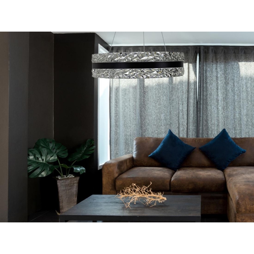 LED Dimbaar kristal Hanglamp aan een touw LED/80W/230V 3000-6500K zwart + afstandsbediening