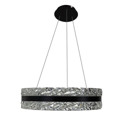 LED Dimbaar kristal Hanglamp aan een touw LED/80W/230V 3000-6500K zwart + afstandsbediening