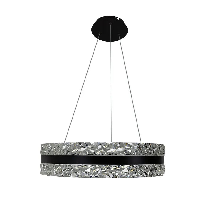 LED Dimbaar kristal Hanglamp aan een touw LED/80W/230V 3000-6500K zwart + afstandsbediening