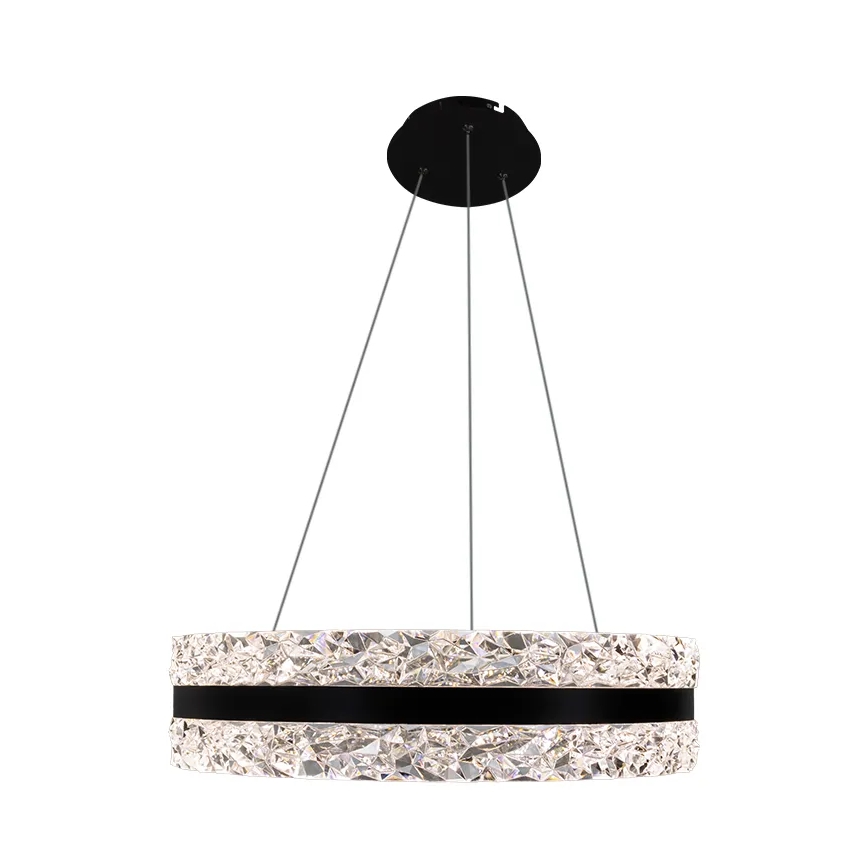 LED Dimbaar kristal Hanglamp aan een touw LED/80W/230V 3000-6500K zwart + afstandsbediening
