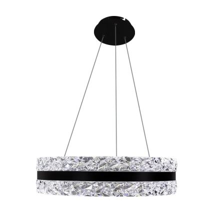 LED Dimbaar kristal Hanglamp aan een touw LED/80W/230V 3000-6500K zwart + afstandsbediening