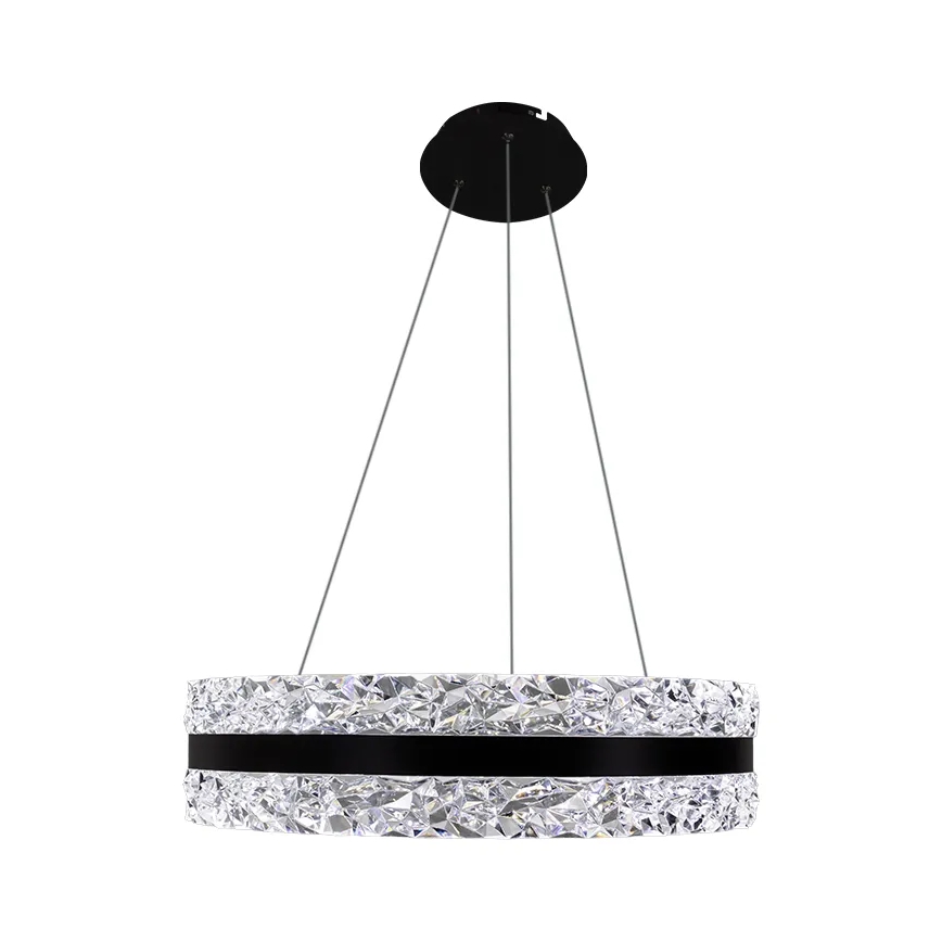LED Dimbaar kristal Hanglamp aan een touw LED/80W/230V 3000-6500K zwart + afstandsbediening