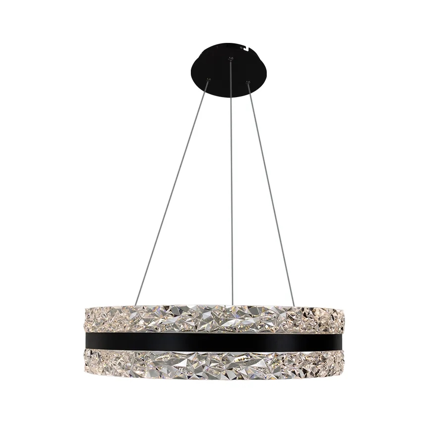 LED Dimbaar kristal Hanglamp aan een touw LED/80W/230V 3000-6500K zwart + afstandsbediening