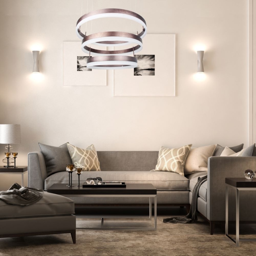 Dimbare LED hanglamp aan een koord LED/86W/230V 3000K bruin
