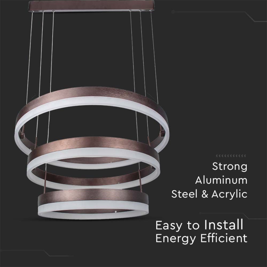 Dimbare LED hanglamp aan een koord LED/86W/230V 3000K bruin