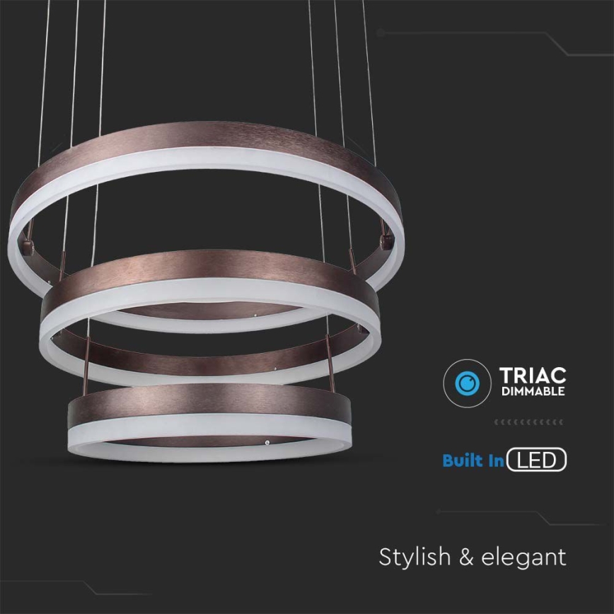 Dimbare LED hanglamp aan een koord LED/86W/230V 3000K bruin