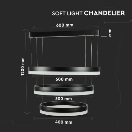 Dimbare LED hanglamp aan een koord LED/86W/230V 3000K zwart