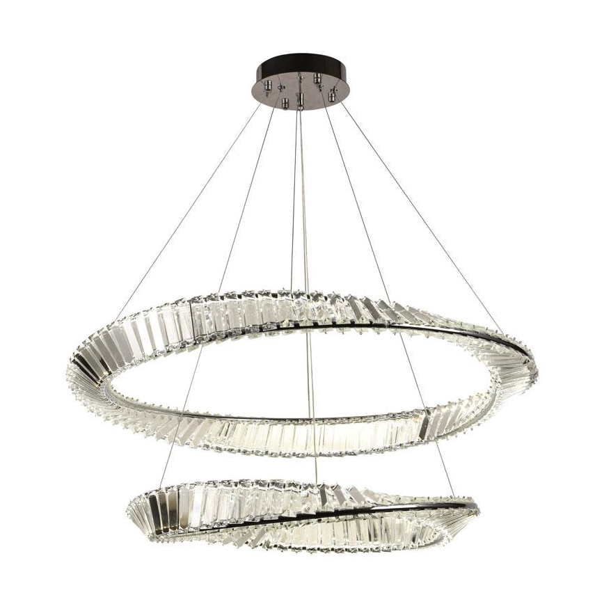 LED Dimbare kristallen hanglamp aan een snoer LED/90W/230V 3000-6500K glanzend chroom + afstandsbediening