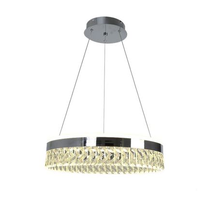 LED Dimbare kristallen hanglamp aan een snoer LED/90W/230V 3000-6500K glanzend chroom + afstandsbediening