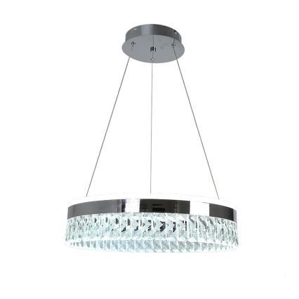 LED Dimbare kristallen hanglamp aan een snoer LED/90W/230V 3000-6500K glanzend chroom + afstandsbediening