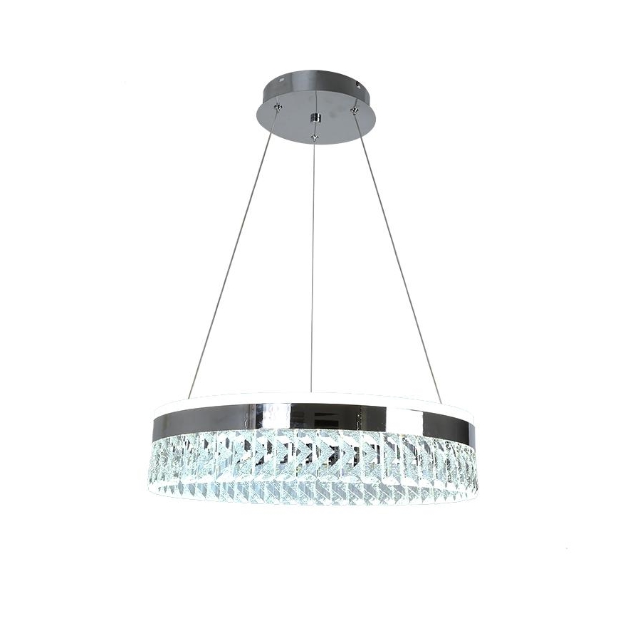 LED Dimbare kristallen hanglamp aan een snoer LED/90W/230V 3000-6500K glanzend chroom + afstandsbediening