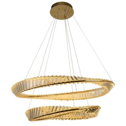 LED Dimbaar kristal Hanglamp aan een touw LED/90W/230V 3000-6500K goud/chroom + afstandsbediening