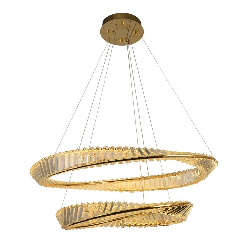 LED Dimbaar kristal Hanglamp aan een touw LED/90W/230V 3000-6500K goud/chroom + afstandsbediening