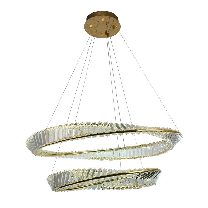 LED Dimbaar kristal Hanglamp aan een touw LED/90W/230V 3000-6500K goud/chroom + afstandsbediening