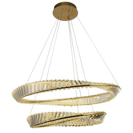 LED Dimbaar kristal Hanglamp aan een touw LED/90W/230V 3000-6500K goud/chroom + afstandsbediening