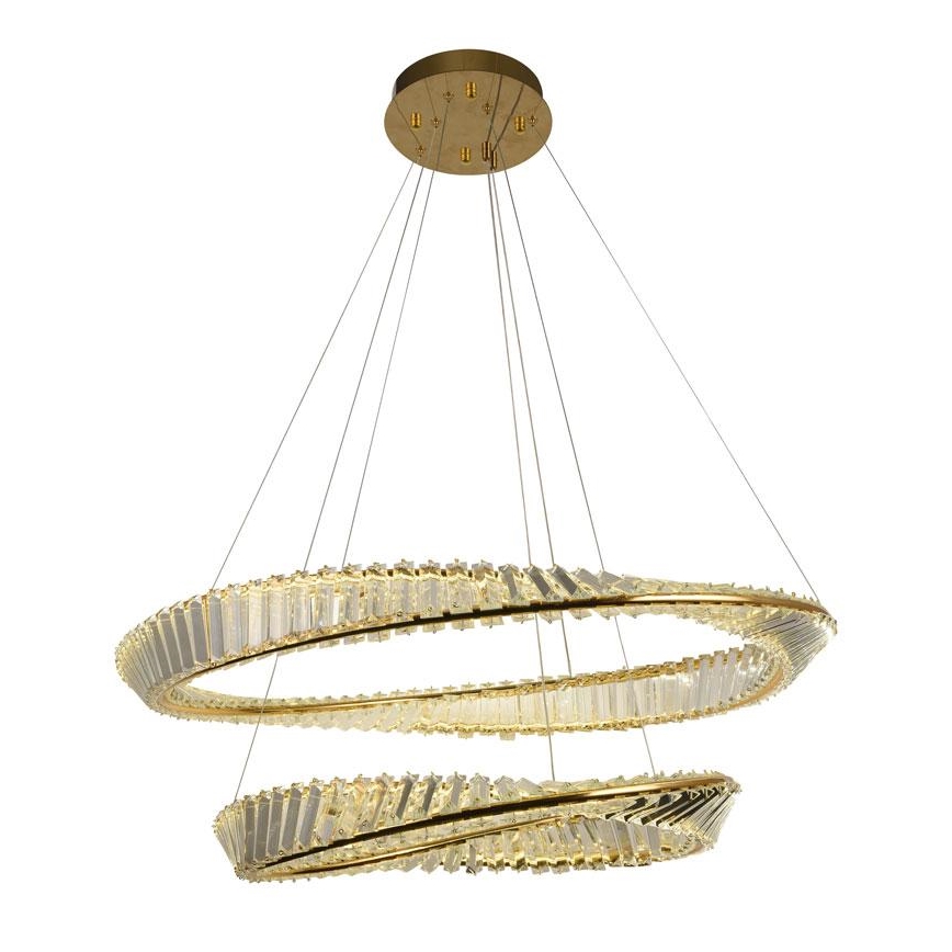 LED Dimbaar kristal Hanglamp aan een touw LED/90W/230V 3000-6500K goud/chroom + afstandsbediening