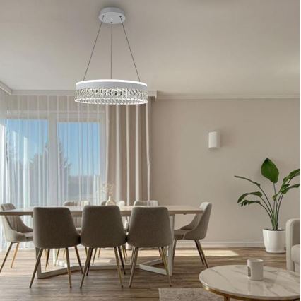 LED Dimbaar kristal Hanglamp aan een touw LED/90W/230V 3000-6500K wit + afstandsbediening