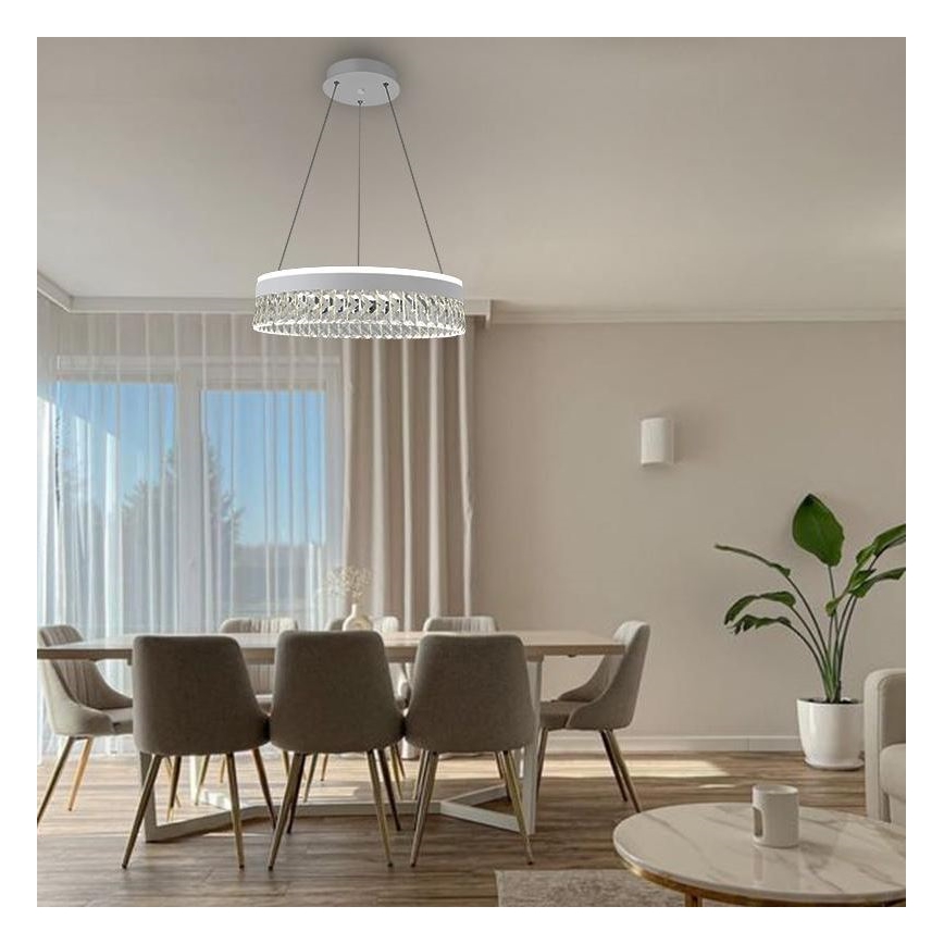 LED Dimbaar kristal Hanglamp aan een touw LED/90W/230V 3000-6500K wit + afstandsbediening