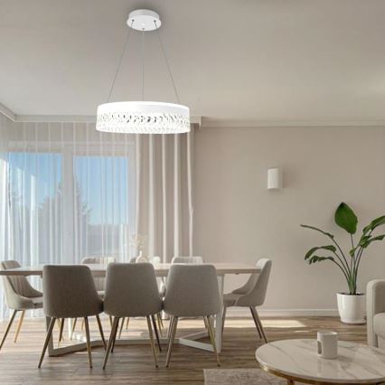 LED Dimbaar kristal Hanglamp aan een touw LED/90W/230V 3000-6500K wit + afstandsbediening