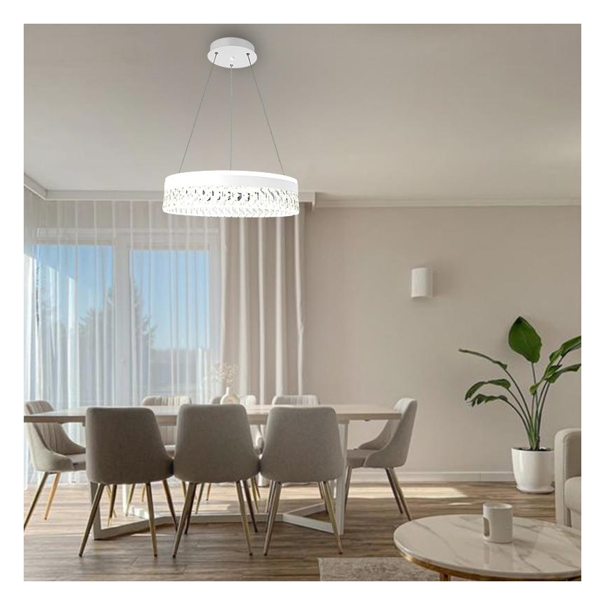 LED Dimbaar kristal Hanglamp aan een touw LED/90W/230V 3000-6500K wit + afstandsbediening