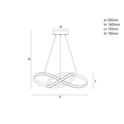 LED dimbare hanglamp met kabel LED/85W/230V 3000-6500K Ø 60 cm + afstandsbediening