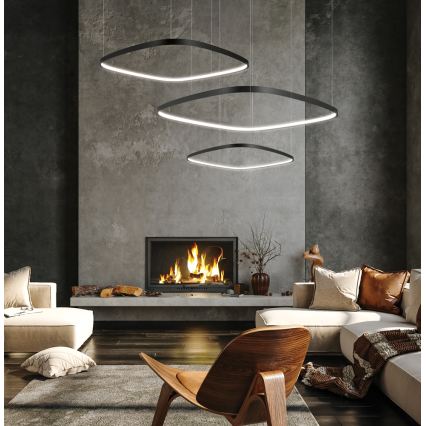 Dimbare LED-pendellamp met kabelbevestiging LORENZO LED/70W/230V 3000/4000/6000K zwart + afstandsbediening