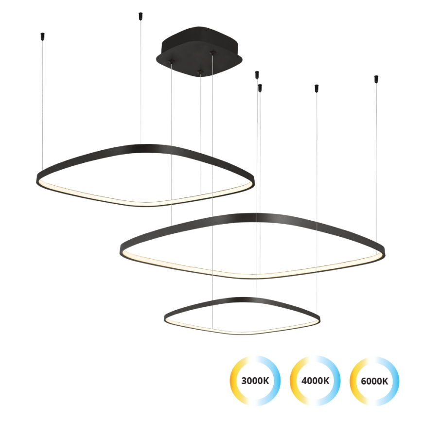 Dimbare LED-pendellamp met kabelbevestiging LORENZO LED/70W/230V 3000/4000/6000K zwart + afstandsbediening