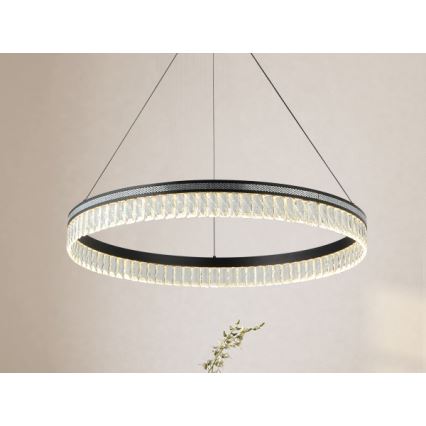LED-dimbare kristallen kroonluchter aan kabel THALIA LED/55W/230V 3000-6000K pr. 80 cm + afstandsbediening