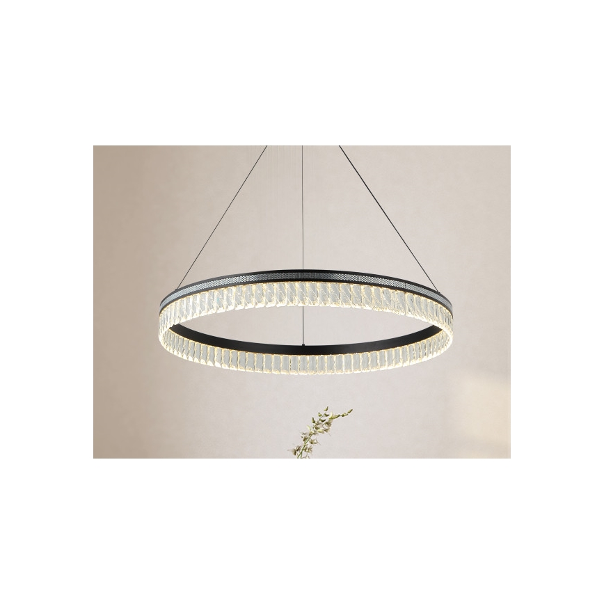 LED-dimbare kristallen kroonluchter aan kabel THALIA LED/55W/230V 3000-6000K pr. 80 cm + afstandsbediening