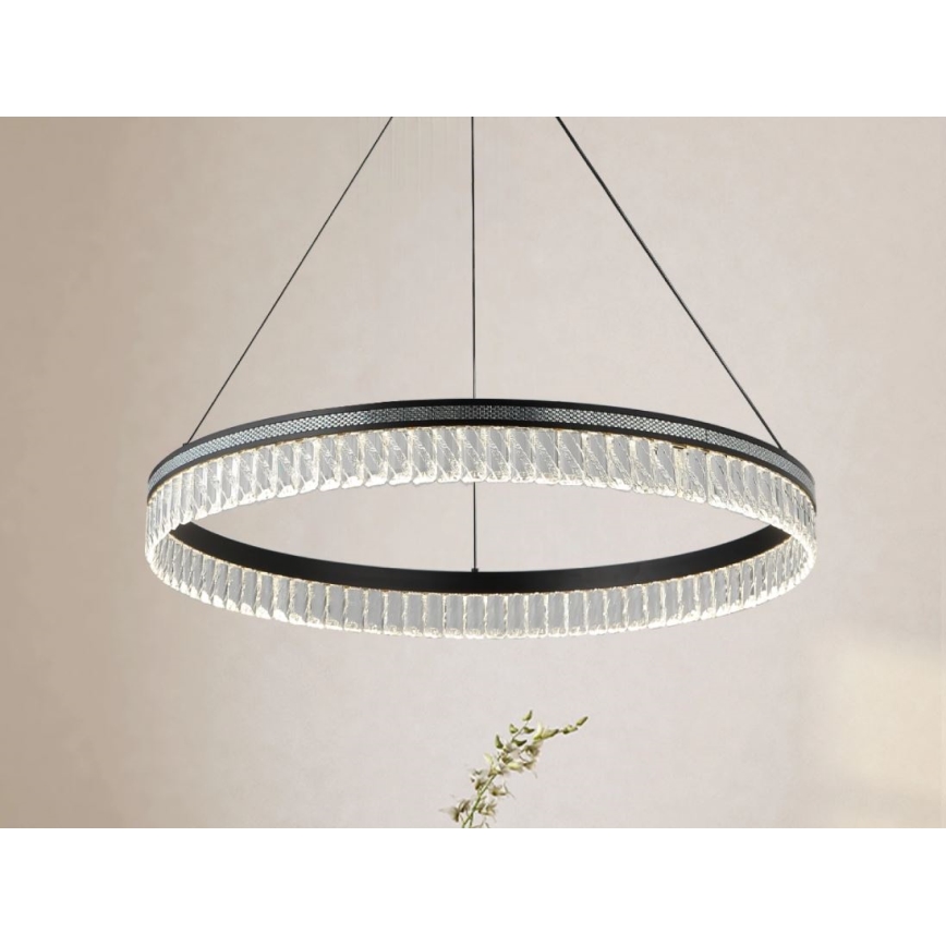 LED-dimbare kristallen kroonluchter aan kabel THALIA LED/55W/230V 3000-6000K pr. 80 cm + afstandsbediening