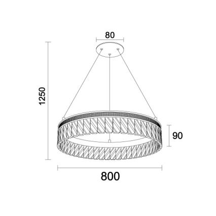 LED-dimbare kristallen kroonluchter aan kabel THALIA LED/55W/230V 3000-6000K pr. 80 cm + afstandsbediening
