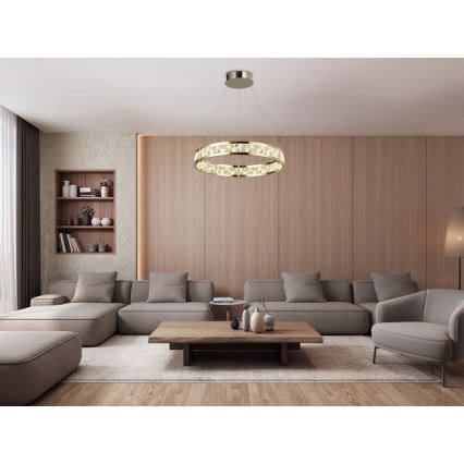 Dimbare LED kristallen kroonluchter aan kabel ENRIQUE LED/55W//230V 3000-6000K Ø 80 cm + afstandsbediening
