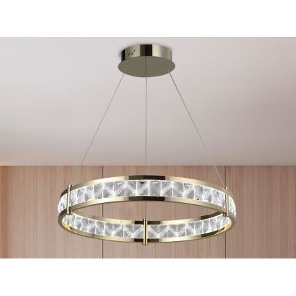 Dimbare LED kristallen kroonluchter aan kabel ENRIQUE LED/55W//230V 3000-6000K Ø 80 cm + afstandsbediening