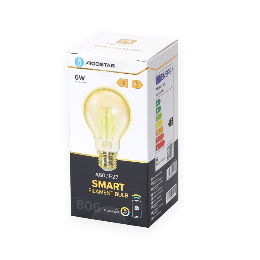 Dimbare LED Lamp A60 E27/6W/230V 2700-6500K Wi-Fi - Aigostar