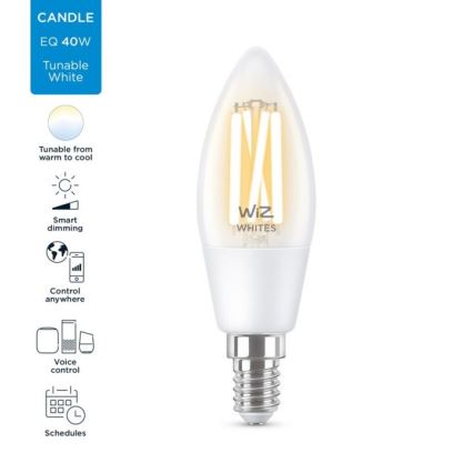 Dimbare LED Lamp FILAMENT C35 E14/4,9W/230V 2700-6500K CRI 90 Wi-Fi - WiZ